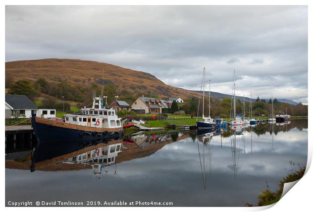 Reflection on the Caledonian Canal - Scotland  Print by David Tomlinson
