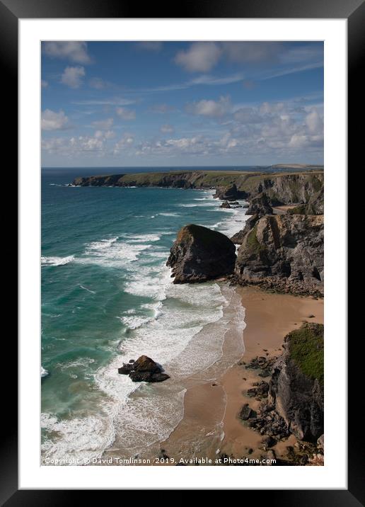 Bedruthan steps - North Cornwall Framed Mounted Print by David Tomlinson