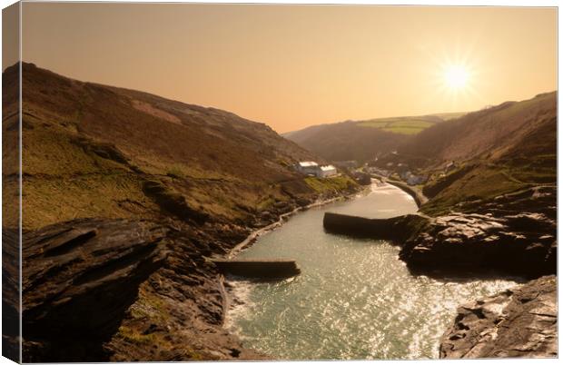 Morning at Boscastle Canvas Print by David Neighbour