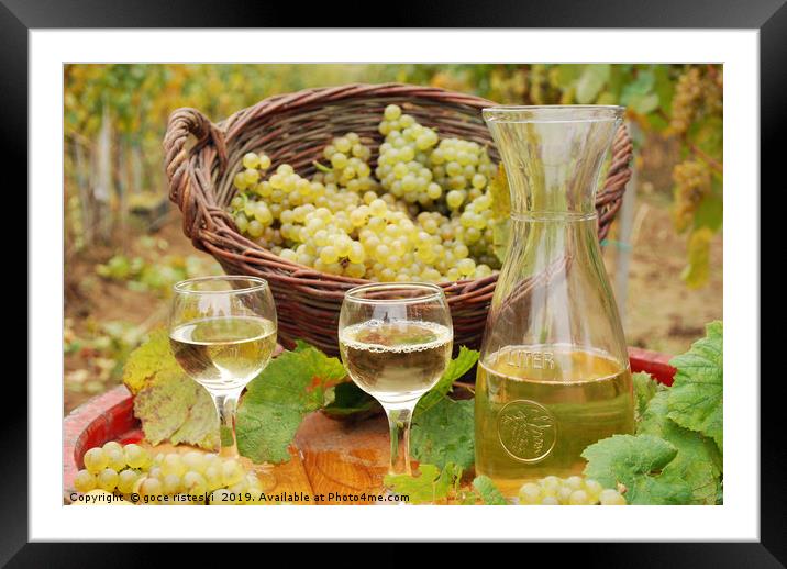 white wine and grape close up Framed Mounted Print by goce risteski