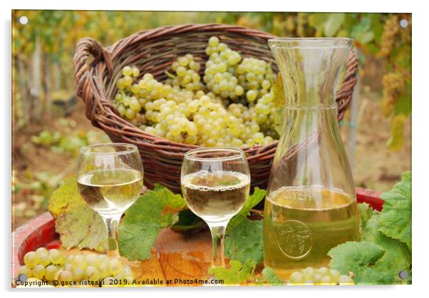 white wine and grape close up Acrylic by goce risteski