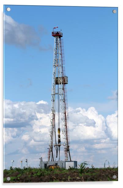 land oil drilling rig heavy industry Acrylic by goce risteski