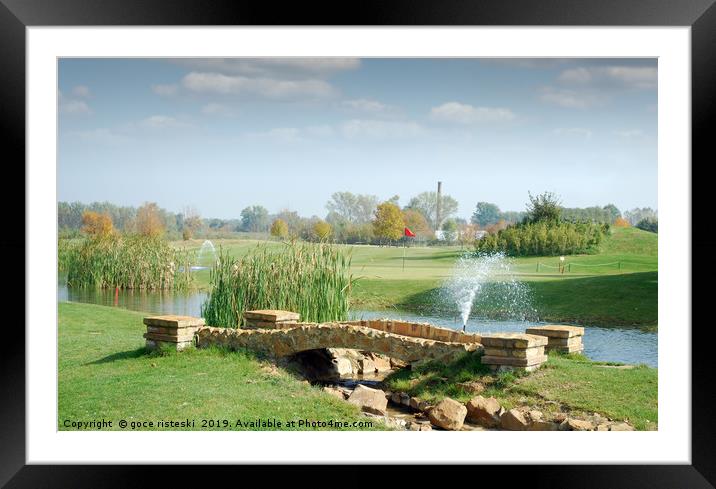 golf course with little stone bridge Framed Mounted Print by goce risteski