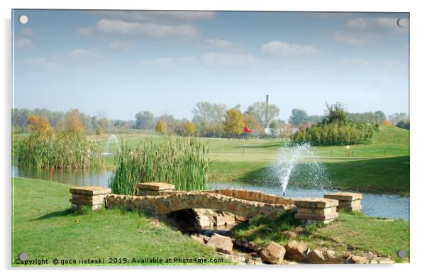 golf course with little stone bridge Acrylic by goce risteski