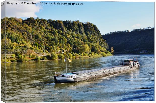Rhine boat on its way to the Loreley Rock. Canvas Print by Frank Irwin