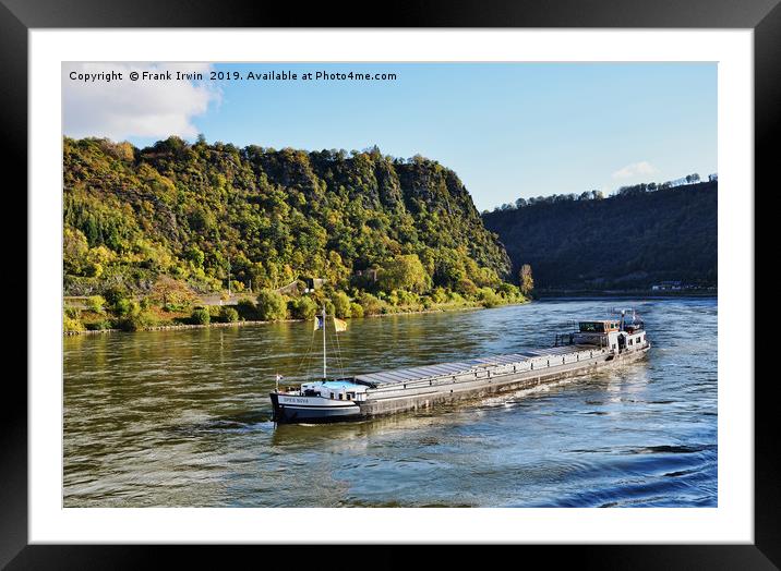 Rhine boat on its way to the Loreley Rock. Framed Mounted Print by Frank Irwin