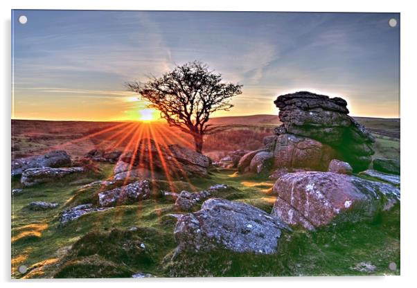 Emsworthy Rocks Sunset Acrylic by austin APPLEBY