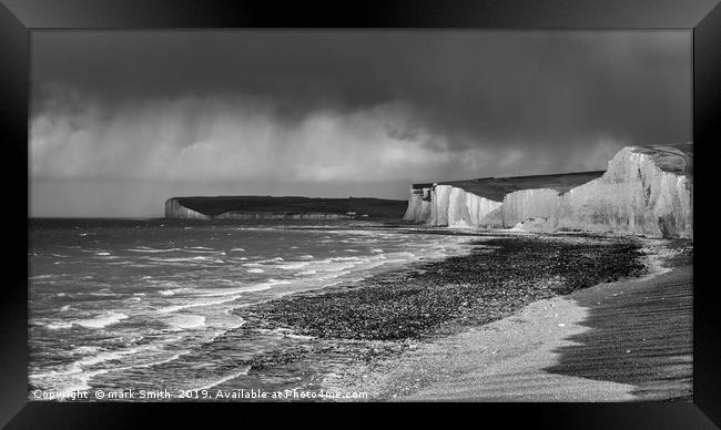 Storm Clouds Over Seven Sisters Framed Print by mark Smith