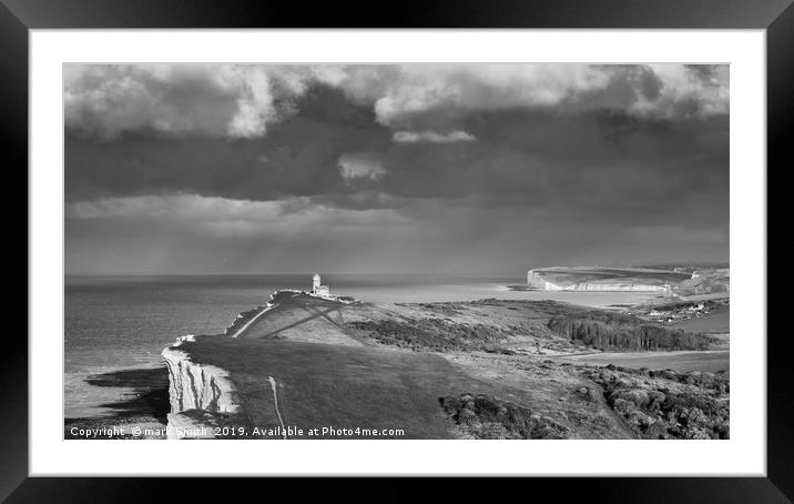 Sunlight on Belle Tout lighthouse Framed Mounted Print by mark Smith
