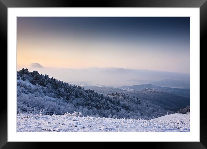 Evening winter landscape Framed Mounted Print by Gabor Pozsgai