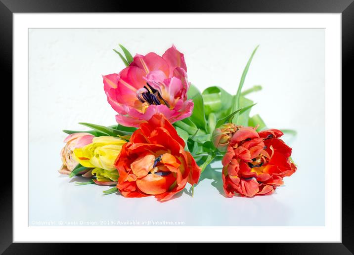 Vibrant Spring Tulips Framed Mounted Print by Kasia Design