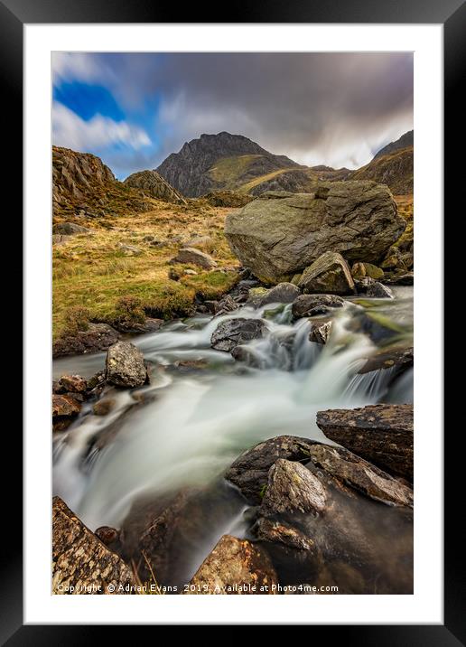 Tryfan Mountain north Wales Framed Mounted Print by Adrian Evans