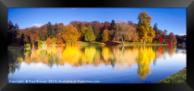 Stourhead Wiltshire in Autumn Framed Print by Paul Brewer