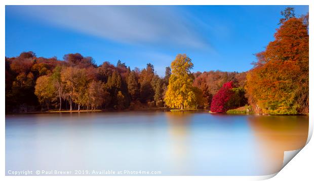 Stourhead Wiltshire in Autumn Print by Paul Brewer