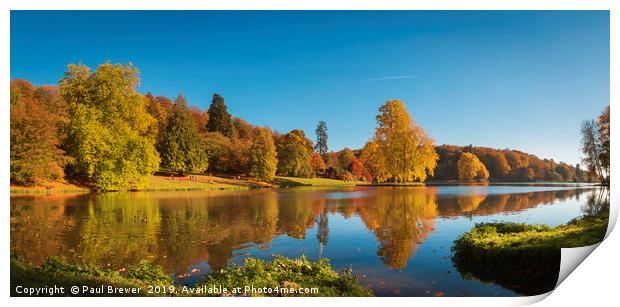 Stourhead Wiltshire in Autumn Print by Paul Brewer