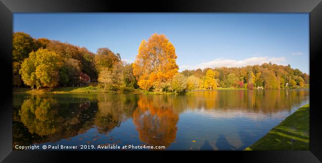 Stourhead Wiltshire in Autumn Framed Print by Paul Brewer