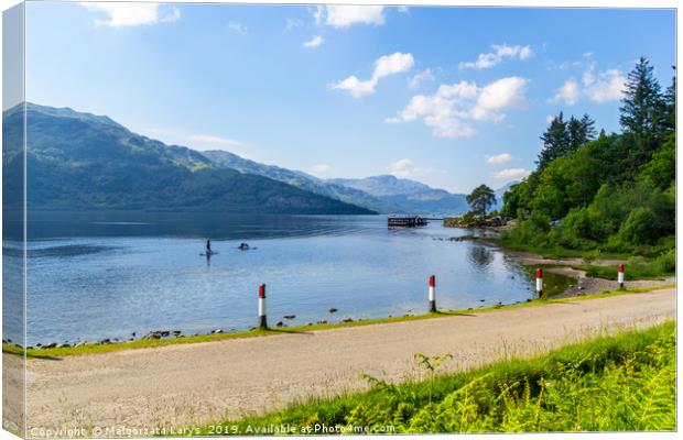 Loch Lomond at Rowardennan, Summer in Scotland, UK Canvas Print by Malgorzata Larys