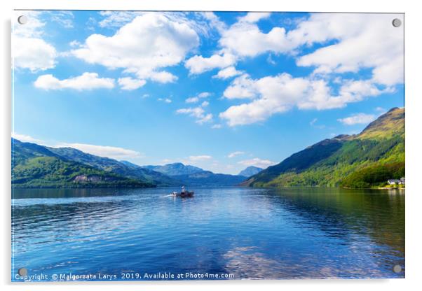 Loch Lomond at rowardennan, Summer in Scotland, UK Acrylic by Malgorzata Larys