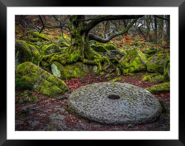 Old Millstone on the forest floor Framed Mounted Print by George Robertson