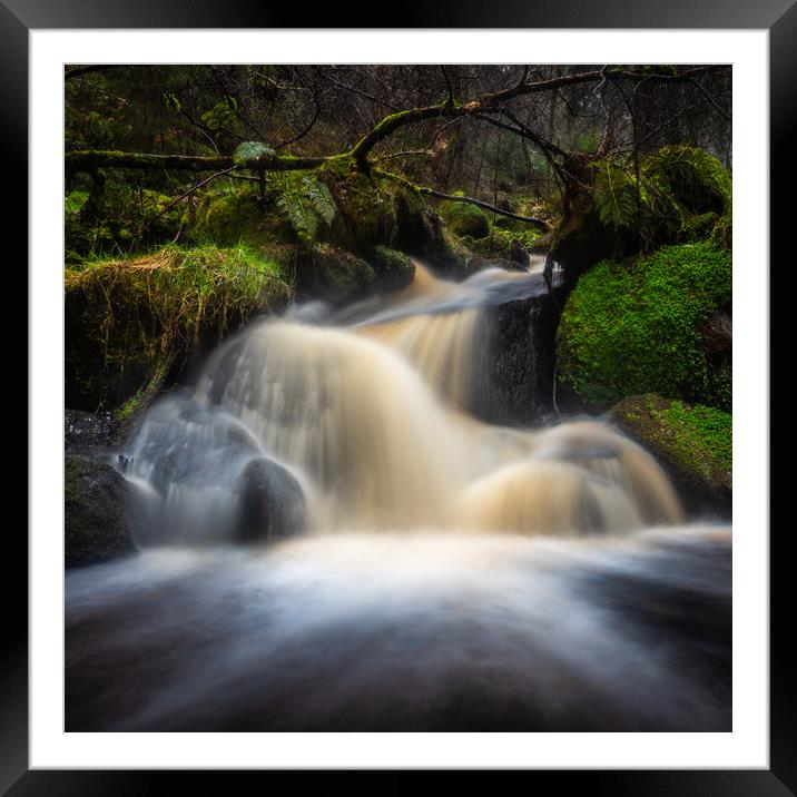 Waterfalls on a small brook Framed Mounted Print by George Robertson