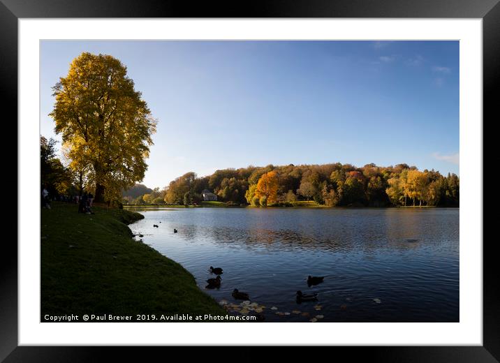 Stourhead in Wiltshire in Autumn Framed Mounted Print by Paul Brewer