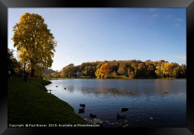 Stourhead in Wiltshire in Autumn Framed Print by Paul Brewer