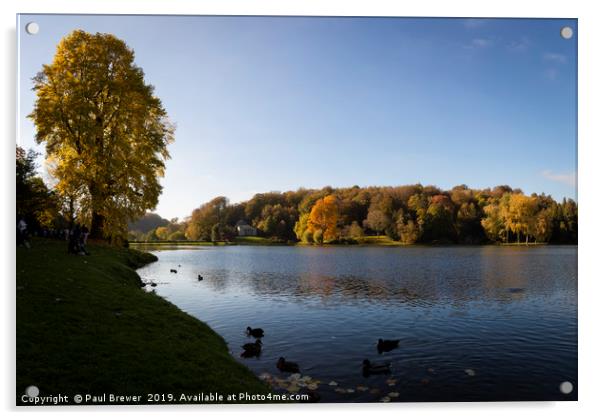 Stourhead in Wiltshire in Autumn Acrylic by Paul Brewer