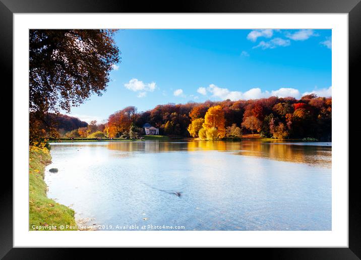 Stourhead Wiltshire on a sunny autumn day Framed Mounted Print by Paul Brewer