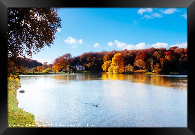 Stourhead Wiltshire on a sunny autumn day Framed Print by Paul Brewer