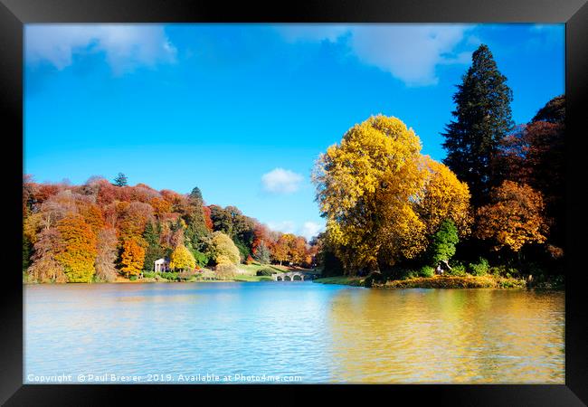 Stourhead Lake in Wiltshire Framed Print by Paul Brewer