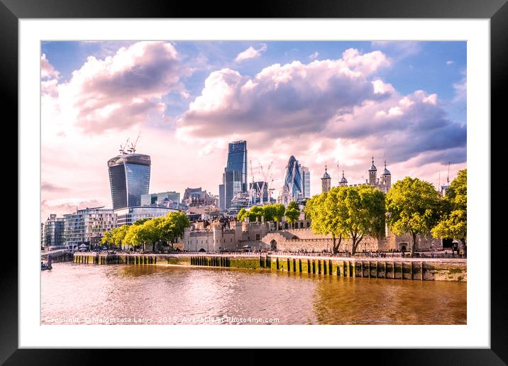 Cityscape, London, The River Thames and modern arc Framed Mounted Print by Malgorzata Larys