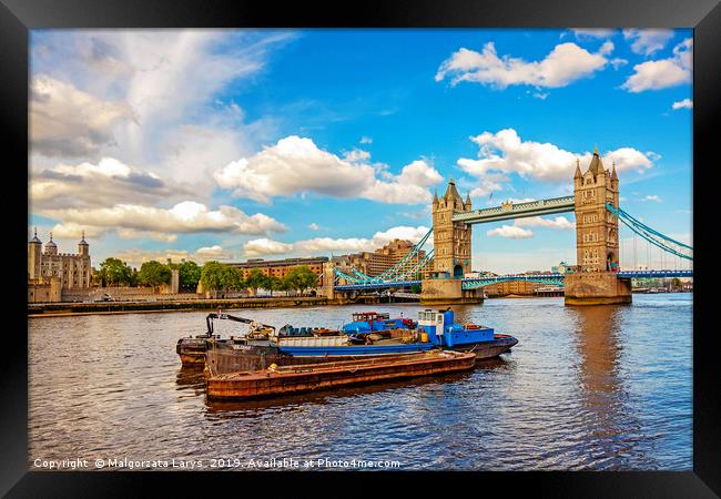 Tower Bridge in London on a beautiful, sunny day,  Framed Print by Malgorzata Larys