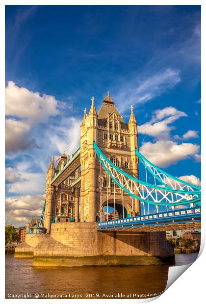 Tower Bridge in London on a beautiful, sunny day,  Print by Malgorzata Larys