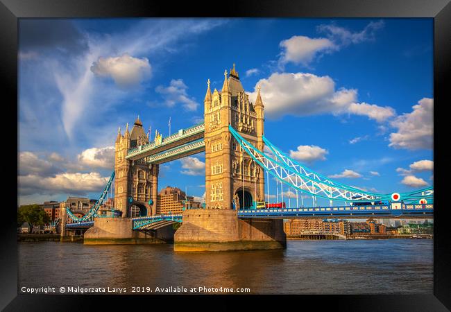 Tower Bridge in London on a beautiful, sunny day,  Framed Print by Malgorzata Larys