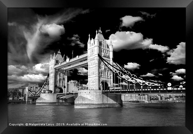 Tower Bridge in London in black and white  Framed Print by Malgorzata Larys