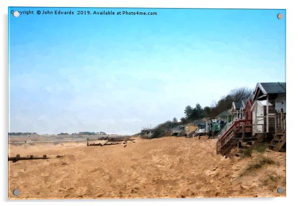 Beach Huts, Wells-next-the-Sea Acrylic by John Edwards
