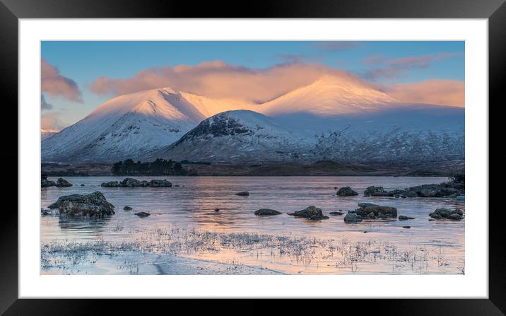 First light at Lochan na h-achlaise Framed Mounted Print by George Robertson
