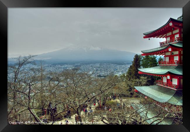 Mount Fuji in the mist  Framed Print by Rob Hawkins