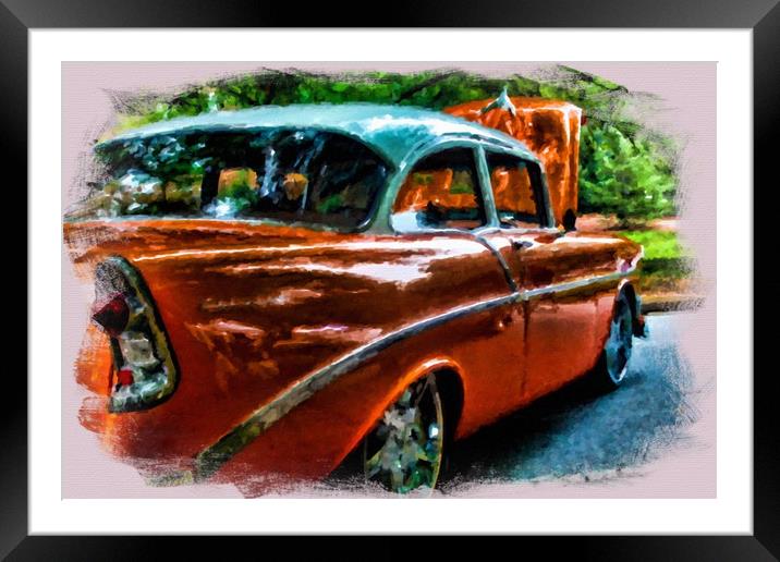 Classic Orange Car in Park Framed Mounted Print by Darryl Brooks