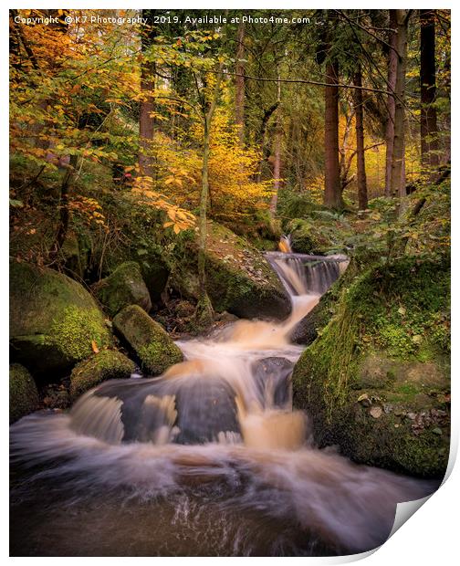 Wyming Brook Cascade Print by K7 Photography