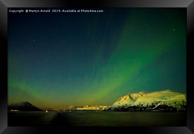Northern Lights Aurora near Tromso in Norway Framed Print by Martyn Arnold