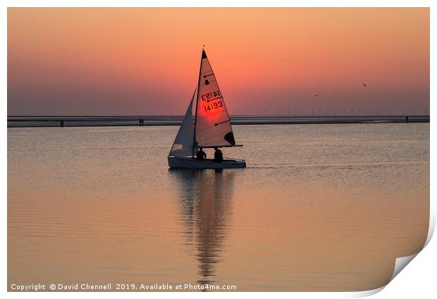 Sailing The Sunset Print by David Chennell