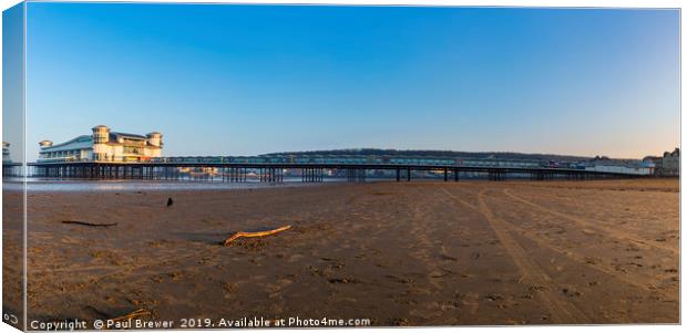 Weston Super Mare Grand Pier Panoramic Canvas Print by Paul Brewer