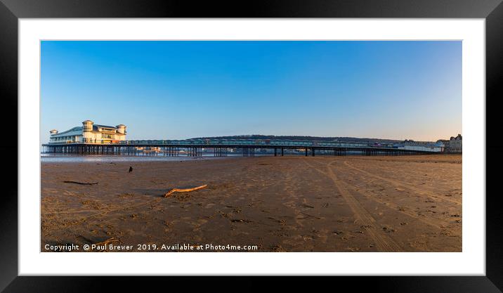 Weston Super Mare Grand Pier Panoramic Framed Mounted Print by Paul Brewer