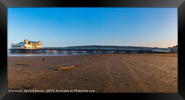 Weston Super Mare Grand Pier Panoramic Framed Print by Paul Brewer