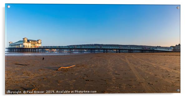 Weston Super Mare Grand Pier Panoramic Acrylic by Paul Brewer