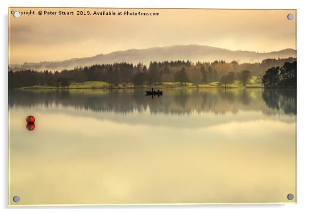 Early Morning Misdt on Windermere Acrylic by Peter Stuart