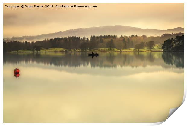 Early Morning Misdt on Windermere Print by Peter Stuart