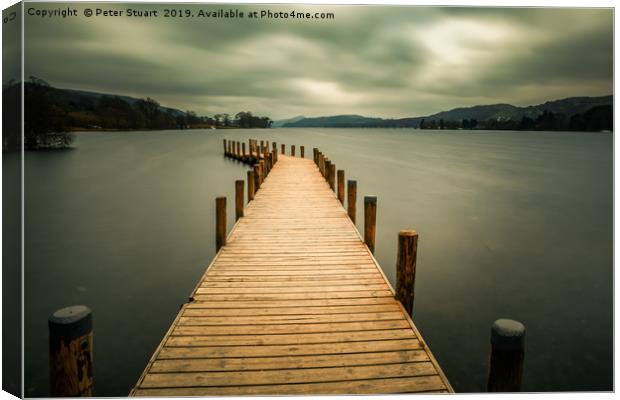 Monk Jetty on Coniston Water Canvas Print by Peter Stuart