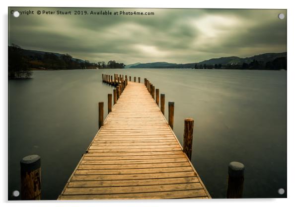 Monk Jetty on Coniston Water Acrylic by Peter Stuart
